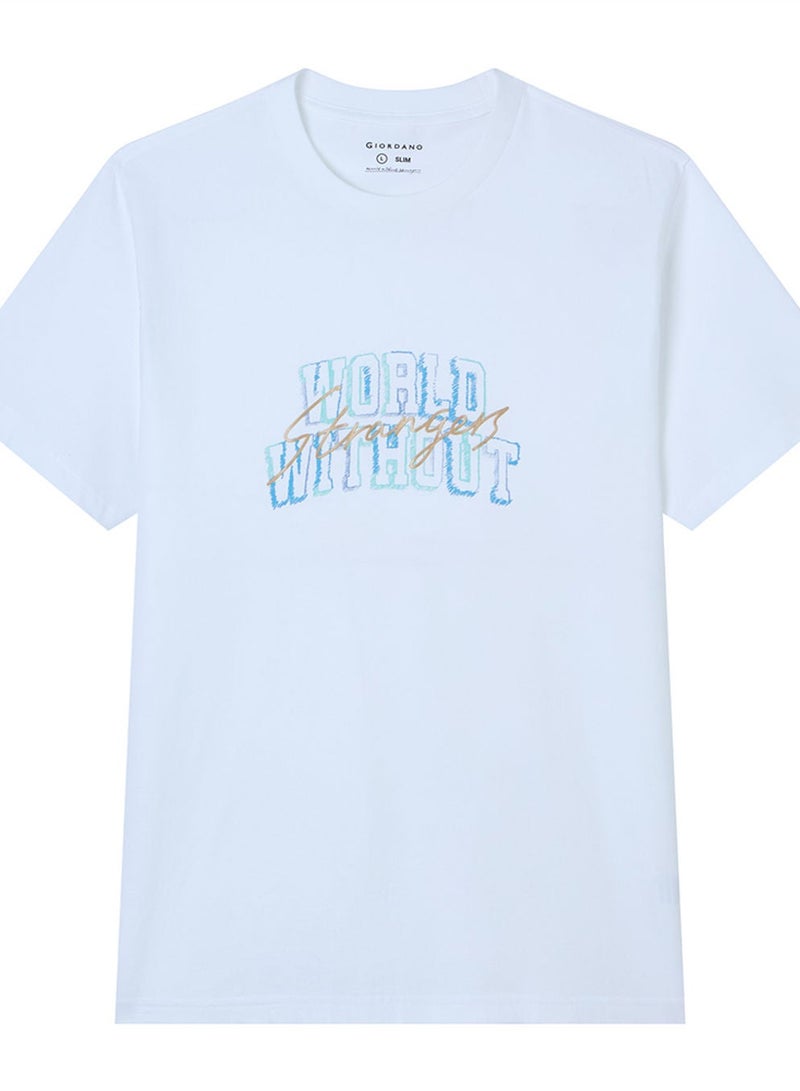 GIORDANO Men’s Slim Cotton Crew Neck WWS Graphic Print Tee - Image 3